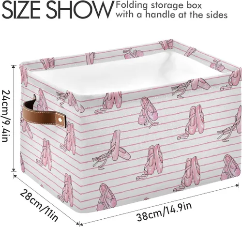 Vista 3 de Cesta Contenedor de Almacenamiento para Zapatos de Ballet, Caja de Almacenamiento Cúbica Grande de Lona Plegable Organizadora para Armario