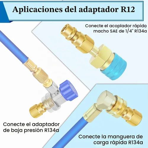 Vista 7 de A/C Kit de válvula de reequipamiento refrigerante conjunto de válvulas, con adaptador de lado bajo R12 a R134A, válvula perforadora bala BPV31