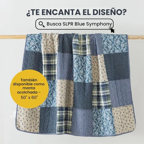 Vista 8 de Soul & Lane - Juego de funda de edredón (microfibra), azul (Blue Symphony), gemelo Sinfonía azul