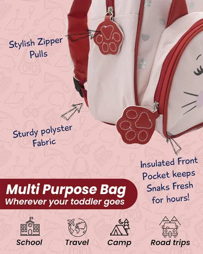 Vista 3 de JOY2B Mochila infantil para niños y niñas, Gatito valiente, Viajar
