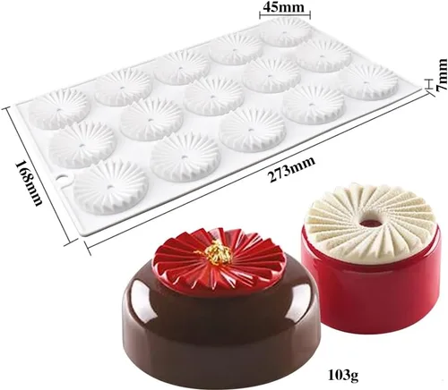 Vista 8 de Molde redondo de silicona con forma de engranaje, molde de decoración de chocolate, moldes de mousse para tartas, accesorios para hornear