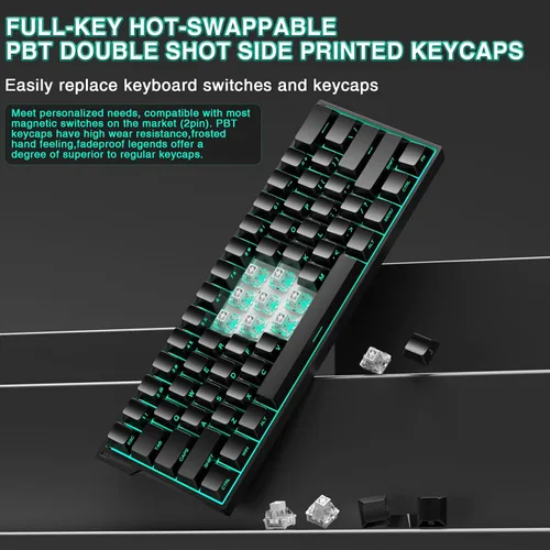 Vista 7 de AULA MINI60 HE PRO - Teclado mecánico 60% inalámbrico para juegos, interruptor magnético de efecto Hall intercambiable en caliente, modo de disparo