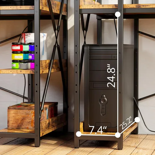 Vista 3 de IRONCK Escritorio para computadora de 47 pulgadas con toma de corriente y estantes de almacenamiento, mesa de estudio y escritura con estación