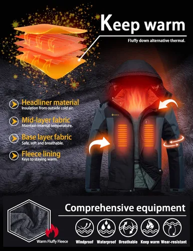 Vista 5 de GEMYSE Men's Mountain Waterproof Ski Snow Jacket Winter Windproof Rain Jacket