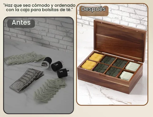 Vista 5 de Caja de almacenamiento de madera de acacia con 8 compartimentos