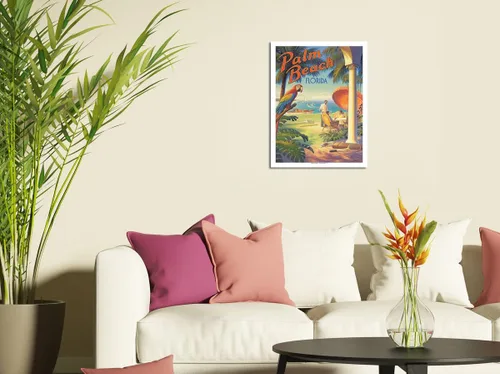 Vista 3 de Palm Beach Florida Poster Print Vintage Travel Poster, by Kerne Erickson, poster print, unframed, 6 x 9 in