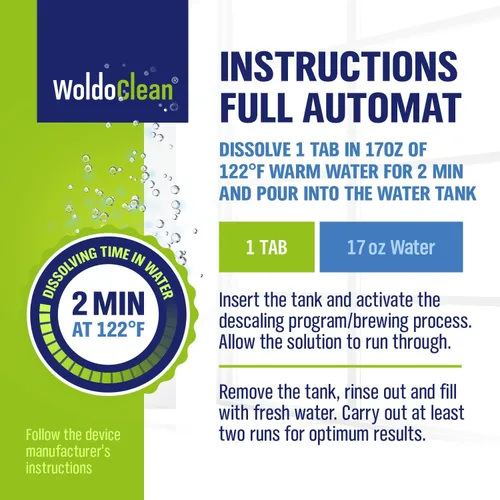 Vista 9 de WoldoClean - Tabletas descalcificadoras para cafeteras (40 x 0.56 oz)