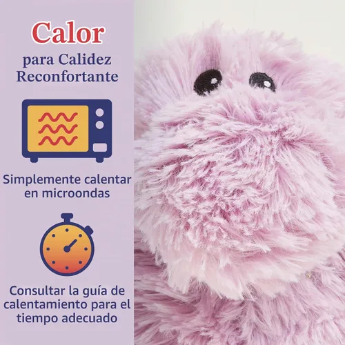 Vista 4 de warmies Animales de Peluche Junior para Microondas y con Peso, Hipopótamo - Animal de Peluche Calentable para Calidez y Comodidad - Lindos Juguetes