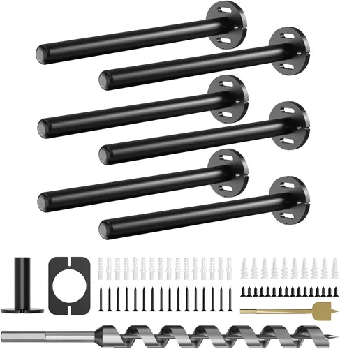 Vista 11 de 4 soportes de pared para estantes flotantes de alta resistencia, soportes invisibles negros para estantería, accesorios decorativos flotantes