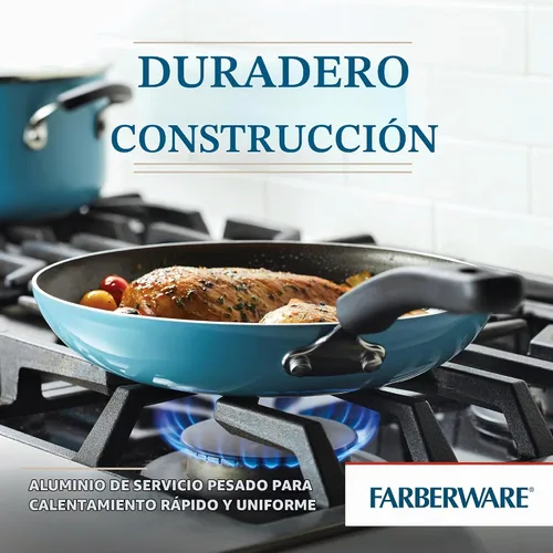 Vista 5 de Farberware Cookstart DiamondMax - Juego de utensilios de cocina, ollas y sartenes antiadherentes, aptos para lavavajillas, incluye bandeja