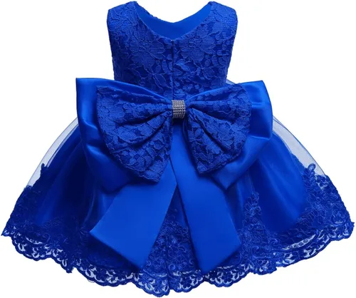 Vista 2 de KISSOURBABY Vestidos de bautismo bordados para niñas pequeñas, vestido de bautizo, para ocasiones especiales, para bebé niña con tocado