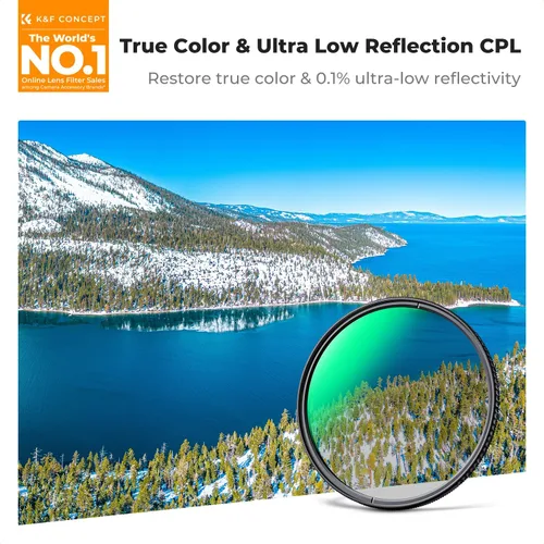 Vista 2 de K&F CONCEPT 37mm Filtro polarizador CPL de reflectividad ultra baja True Color Filtro polarizador de lente circular para lentes de cámara con 28