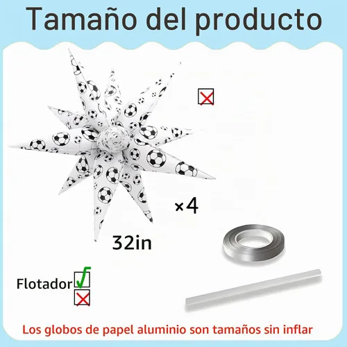 Vista 2 de Globos de fútbol, balón de fútbol, explosión, estrella, globos de papel de aluminio, decoraciones de fiesta de fútbol, decoraciones de fiesta