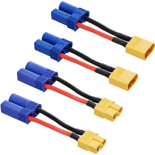 Vista 6 de XT30 a EC3 Adaptador Conector Macho Hembra para RC FPV Drone Coche Cargador de Batería Lipo NiMH ESC (Paquete de 4) Adecuado para RC FPV Drone Car