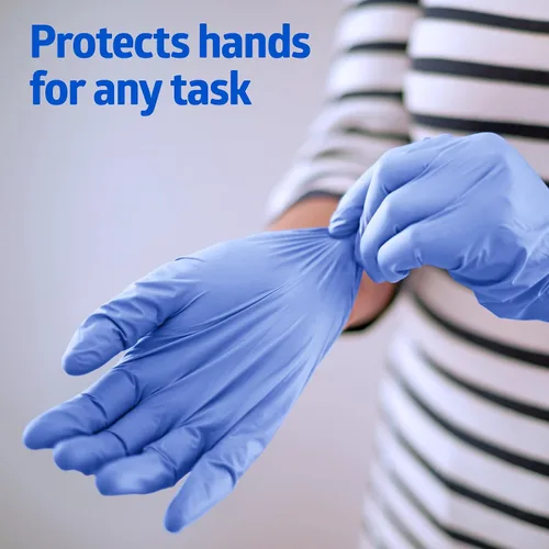 Vista 3 de Medline SensiCare Guantes de examen de nitrilo azul hielo, 250 unidades, talla pequeña, sin polvo, desechables, no fabricados con látex de caucho