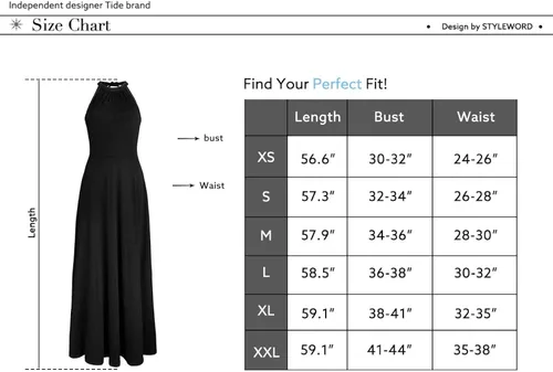 Vista 6 de STYLEWORD - Elegante vestido largo para mujer cuello halter y hombros descubiertos
