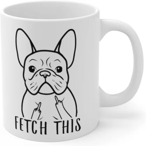Vista 3 de Divertida taza de café blanca con texto en inglés «Fetch This Middle Finger Christmas 2025», 11 onzas