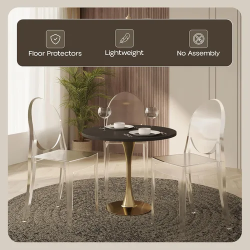 Vista 6 de LeisureMod Marion Mid-Century - Silla de comedor de acrílico moderna, silla apilable de plástico para comedor y cocina, juego de 2 (transparente)