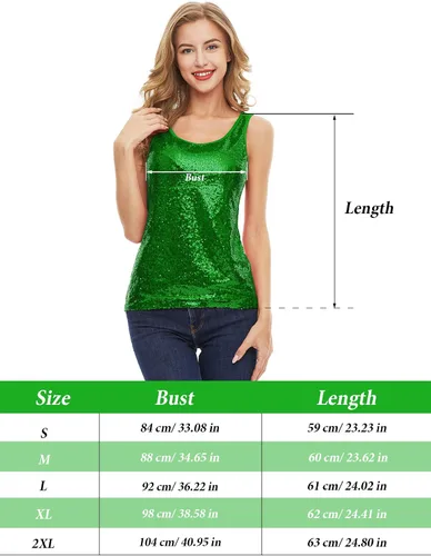 Vista 7 de Camiseta sin mangas con lentejuelas con purpurina para mujer, chaleco brillante, camisola con purpurina para mujeres y niñas