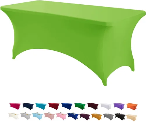Vista 48 de Peomeise - Funda de mesa de elastano de 4 pies, mantel rectangular elástico de elastano (verde manzana, 4 pies)