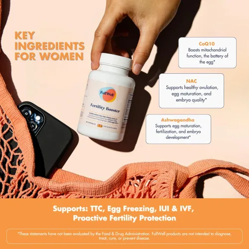 Vista 6 de FullWell Fertility Trio Vitamina prenatal + DHA y refuerzo de fertilidad Colina, Folato, Omega 3, Coq10, NAC, más de 26 nutrientes vitales