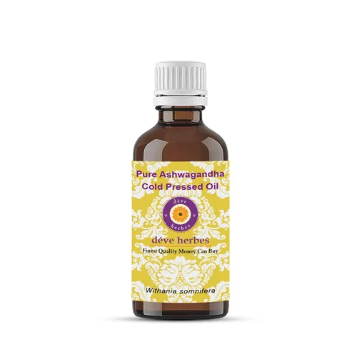 Vista 2 de Deve Herbes Aceite de ashwagandha (Withania somnifera) Infundido, puro, no pegajoso, ligero, para el cuidado facial, hombres y mujeres, 0.33 onzas