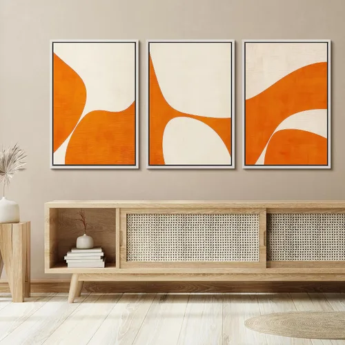 Vista 120 de SIGNFORD - Set de obras de arte en lienzo enmarcado para pared, ilustraciones abstractas de neblina del desierto en tonos neutros beige y marrón