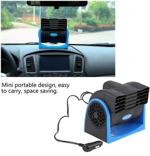 Vista 4 de Enfriador de ventilador de aire para vehículos de automóvil, DC 12V ABS Ventilador de enfriamiento eléctrico, Mini, velocidad ajustable, enfriador