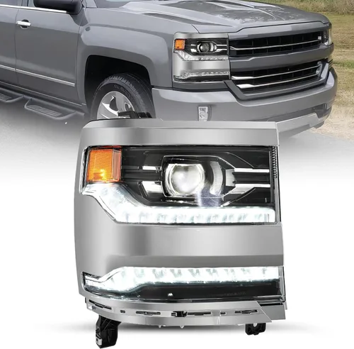 Vista 19 de JSBOYAT HID/Xenon para Chevy Silverado 1500 2016-2019 Conjunto de Faros Delanteros de Repuesto Proyector LED DRL Estilo OE de Fábrica Par Juego