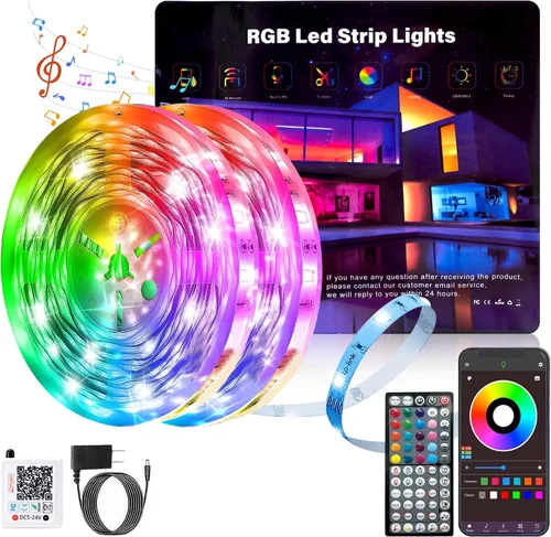 Vista 11 de Ledagic Luces LED RGB de 150 pies para dormitorio, sincronización de música, tira de luces LED RGB con aplicación y control remoto, luces LED