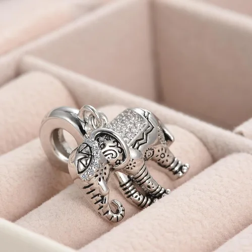 Vista 6 de KunBead Abalorios colgantes de cumpleaños de elefante compatibles con pulseras Pandora y collar para mujer