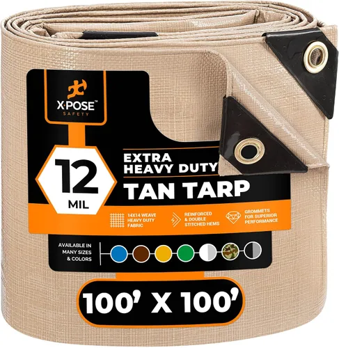 Vista 226 de Xpose Safety Lona protectora de polietileno plateado resistente de 5 x 7 pies - Funda protectora multiusos - Duradera, resistente al agua