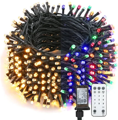 Vista 23 de Brizled Outdoor Christmas Tree Lights, 65.67 ft 200 LED Indoor String Light Blanco cálido y multicolor
