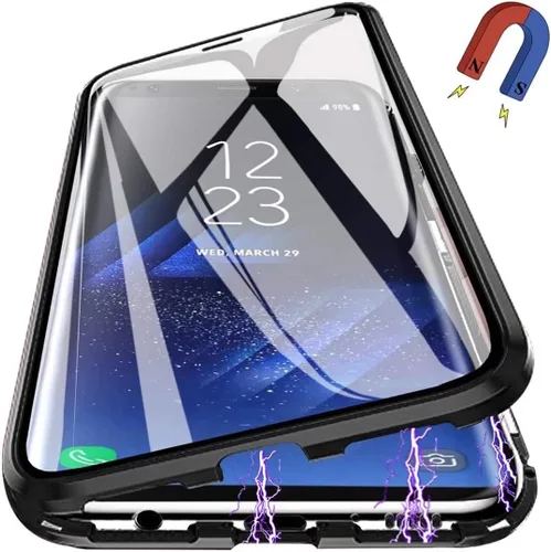 Vista 9 de Funda magnética para Huawei P30 Lite, protección completa de 360°, parachoques de metal con parte delantera y trasera, cubierta abatible de vidrio