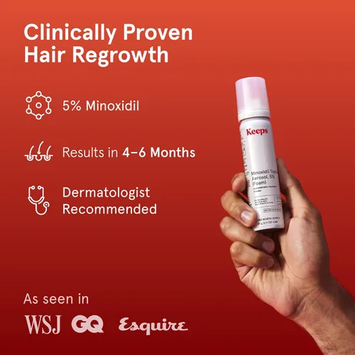 Vista 2 de Keeps Extra Strength Minoxidil para hombres - 5% espuma de minoxidil para pérdida y crecimiento del cabello para zonas delgadas y calvas - productos