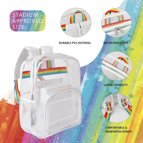 Vista 4 de canlodoo Mochila transparente,Bolsa transparente aprobada para estadios,Mochilas transparentes resistentes,Mochila transparente impermeable con una