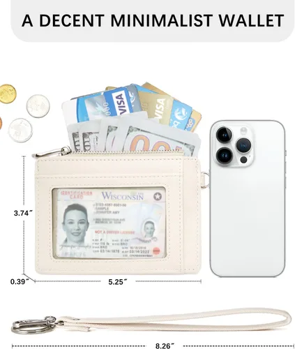 Vista 6 de BOSTANTEN Cartera pequeña para mujer, RFID, de piel, con bolsillo de cremallera, Beige