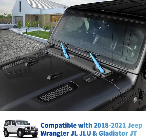 Vista 7 de Kit de moldura de cubierta de limpiaparabrisas delantero y trasero para Jeep Wrangler JL JLU y Gladiator JT 2018-2021 (azul bebé)