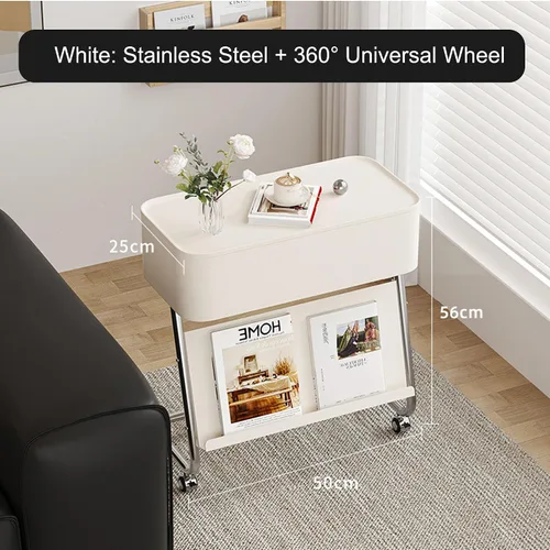 Vista 2 de Mesa Auxiliar Sofá Salon con Ruedas Mesa Para Cama Pequeña Mesita Portatil Bandeja Sofá Mesas en C para Espacios Pequeños Multifuncional para Sala