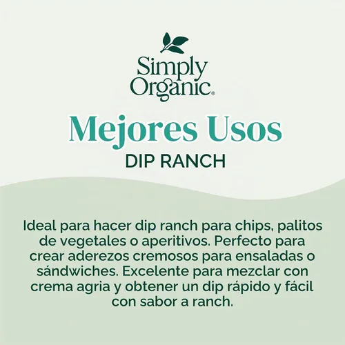 Vista 3 de Mezcla para Dip Simply Organic, Ranch, 1.5 oz