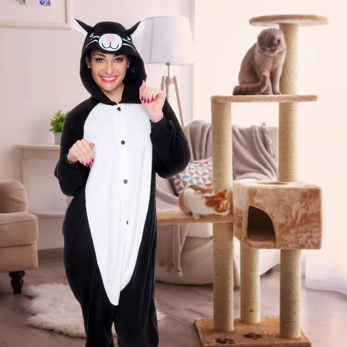 Vista 2 de FUNZIEZ! - Disfraz de Halloween para adultos, de animales y criaturas marinas, mameluco afelpado para cosplay, para mujeres y hombres
