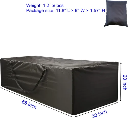 Vista 2 de Paquete de 1 bolsa de almacenamiento para cojines de patio al aire libre, de 68 x 30 x 20 pulgadas, resistente a los rayos UV, impermeable
