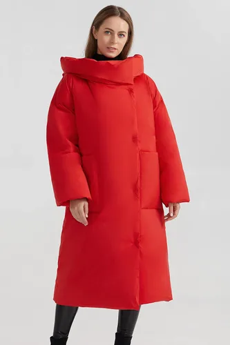 Vista 4 de Orolay Abrigo largo acolchado para mujer, chaqueta de invierno de gran tamaño con capucha