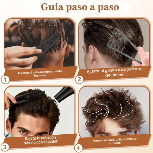 Vista 6 de Peine de textura de 2 piezas, peine voluminoso de dientes anchos, herramienta de volumen de raíces de máxima elevación, juego de doble propósito