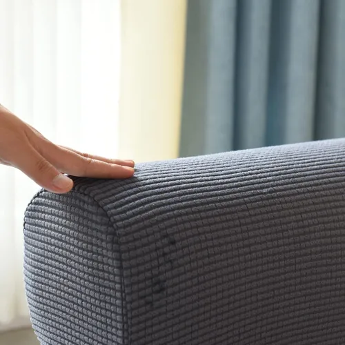 Vista 3 de Fundas de poliéster de alta elasticidad para reposabrazos de sofá, fundas impermeables para muebles, tela de elastano antimanchas, juego de 2