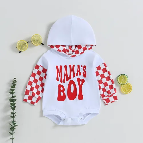 Vista 32 de Twopumpkin Sudadera con capucha a cuadros para bebé niño, mameluco de manga larga con capucha para otoño e invierno