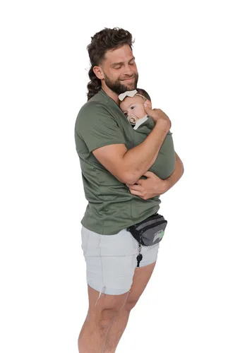 Vista 5 de Lalabu Camisa para papá Portabebés Camisa canguro Ropa de bebé para papás (M, helecho)