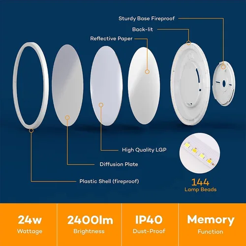 Vista 8 de BLNAN Lámpara de techo LED regulable con control remoto, 12 pulgadas, 3000 K-6500 K, color de luz ajustable, moderna lámpara de techo ultrafina