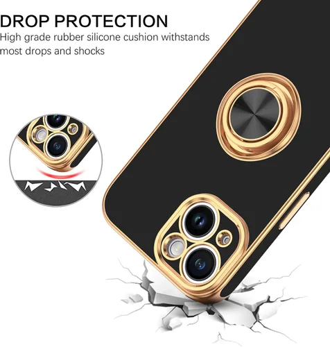 Vista 3 de BENTOBEN Funda compatible con iPhone 15, funda para teléfono iPhone 15, ajuste delgado, soporte de anillo de 360°, soporte magnético para automóvil