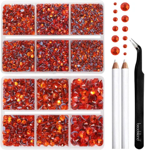 Vista 23 de BEADSLAND Diamantes de imitación termoadhesivos, 6080 piezas de diamantes de imitación azules para manualidades en ropa, 6 tamaños mixtos con lápiz
